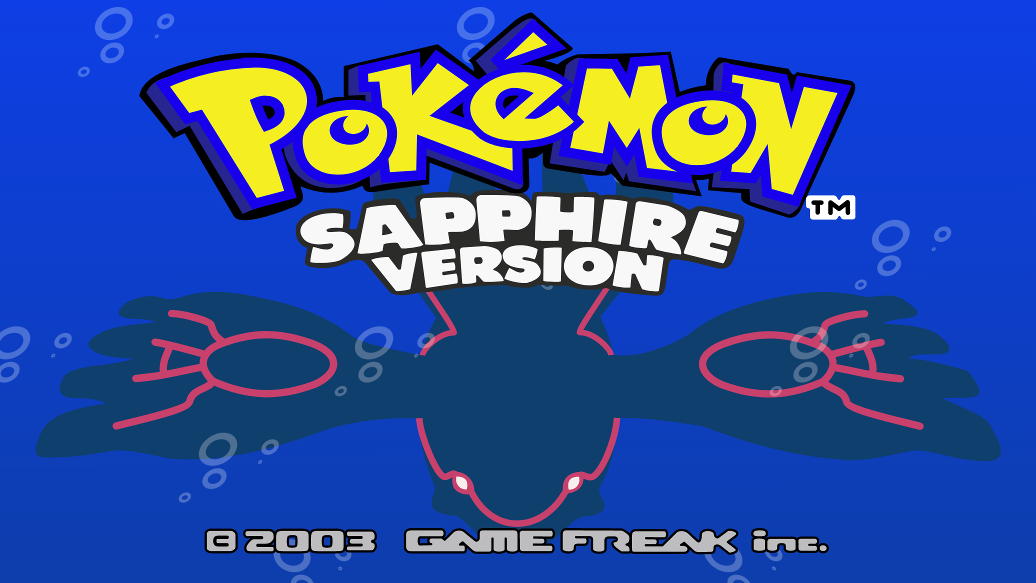Screenshot of my version of the Pokemon Sapphire start screen.